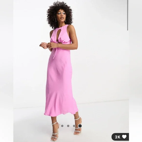 scalloped midi dress Pink